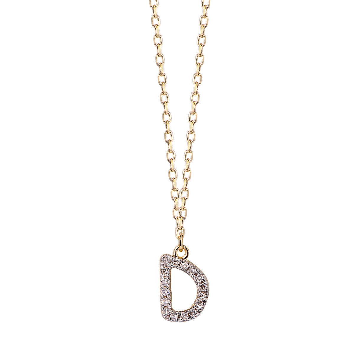 Ghina 18K Gold Pendant Chain – Letter “D” with Diamonds