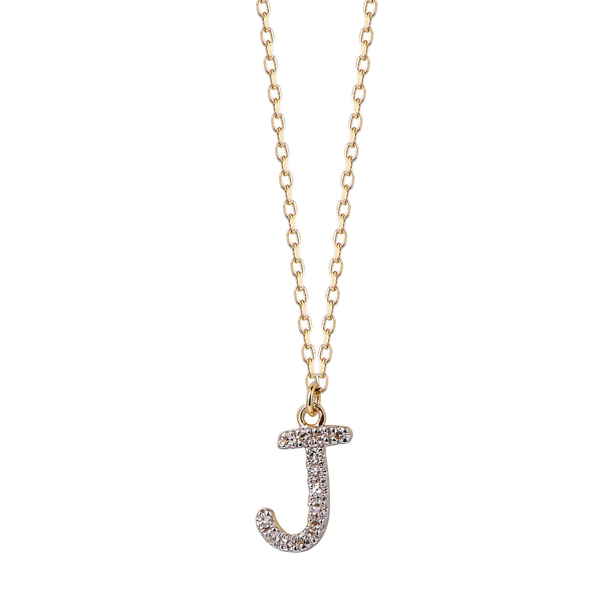 Ghina 18K Gold Pendant Chain – Letter “J” with Diamonds