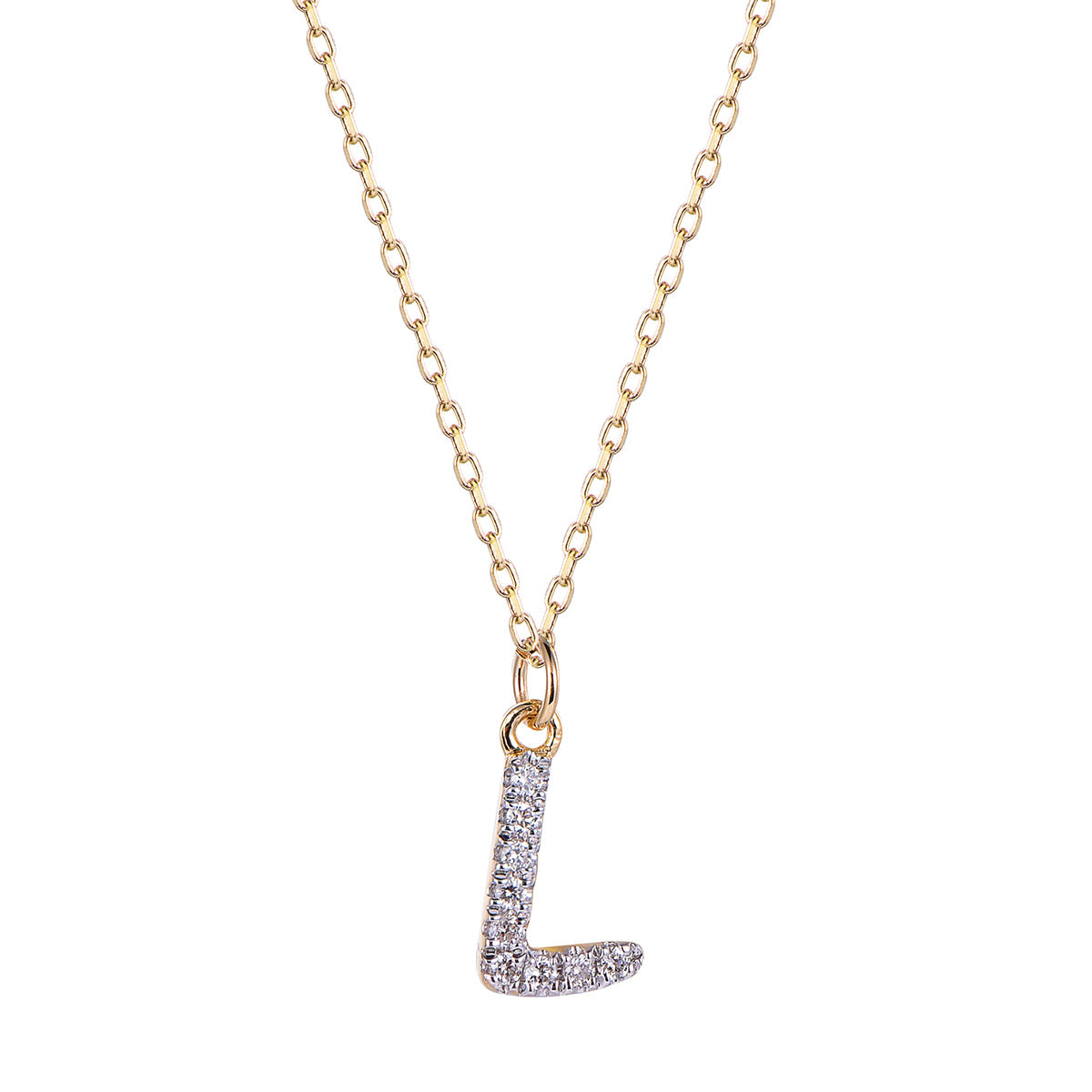 Ghina 18K Gold Pendant Chain – Letter “L” with Diamonds