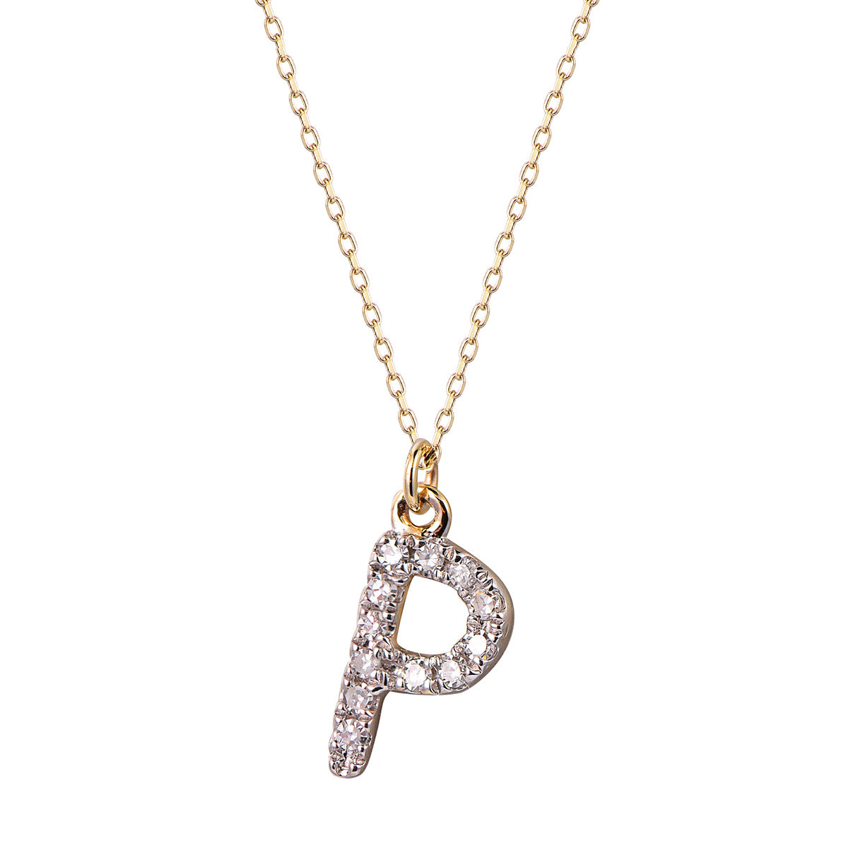 Ghina 18K Gold Pendant Chain – Letter “P” with Diamonds