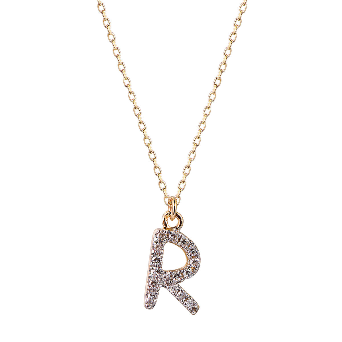 Ghina 18K Gold Pendant Chain – Letter “R” with Diamonds