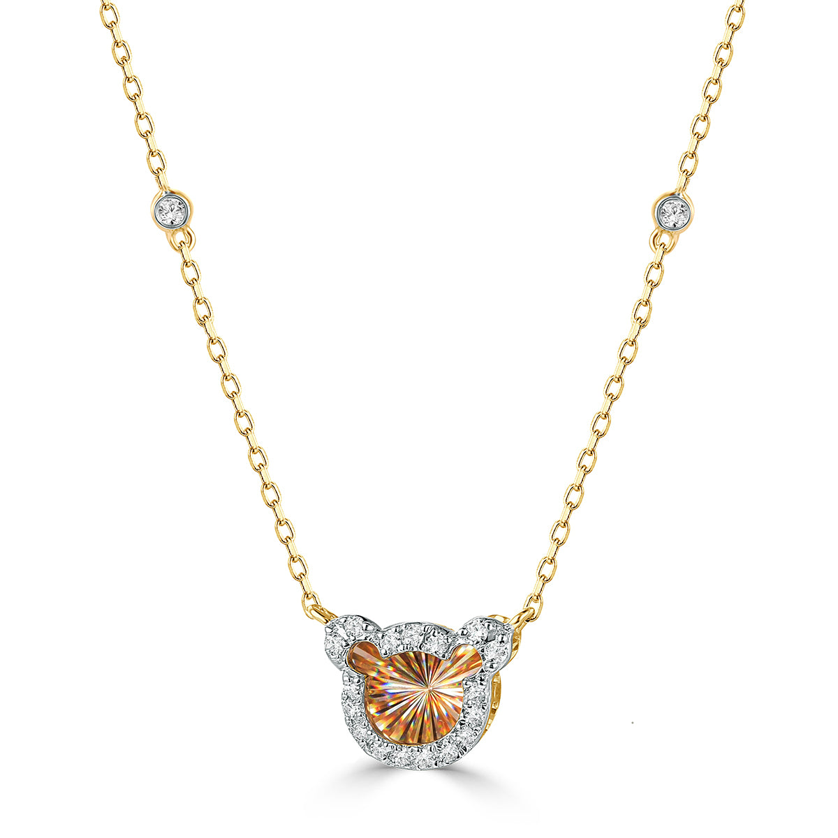 Ghina 18K Bear Shaped Pendent and Chain set with Diamonds