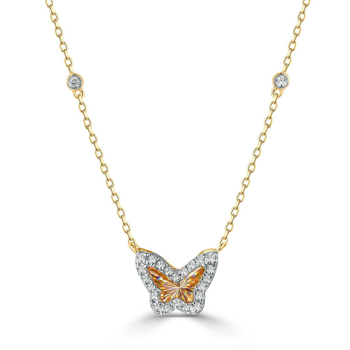 Ghina 18K Gold Butterfly Pendant Necklace with Diamonds