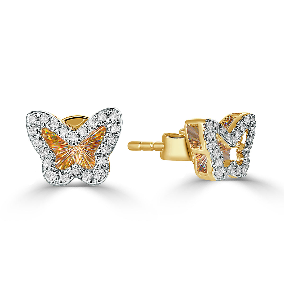 Ghina 18K Gold Butterfly Stud Earrings with Diamonds