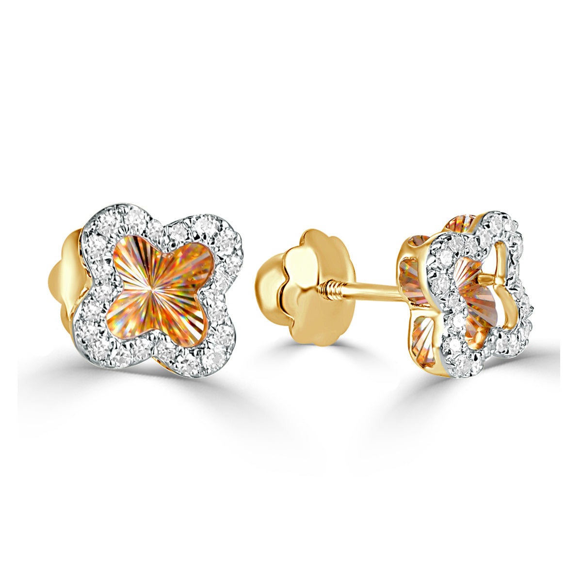 Ghina 18K Gold Star Stud Earrings with Diamonds