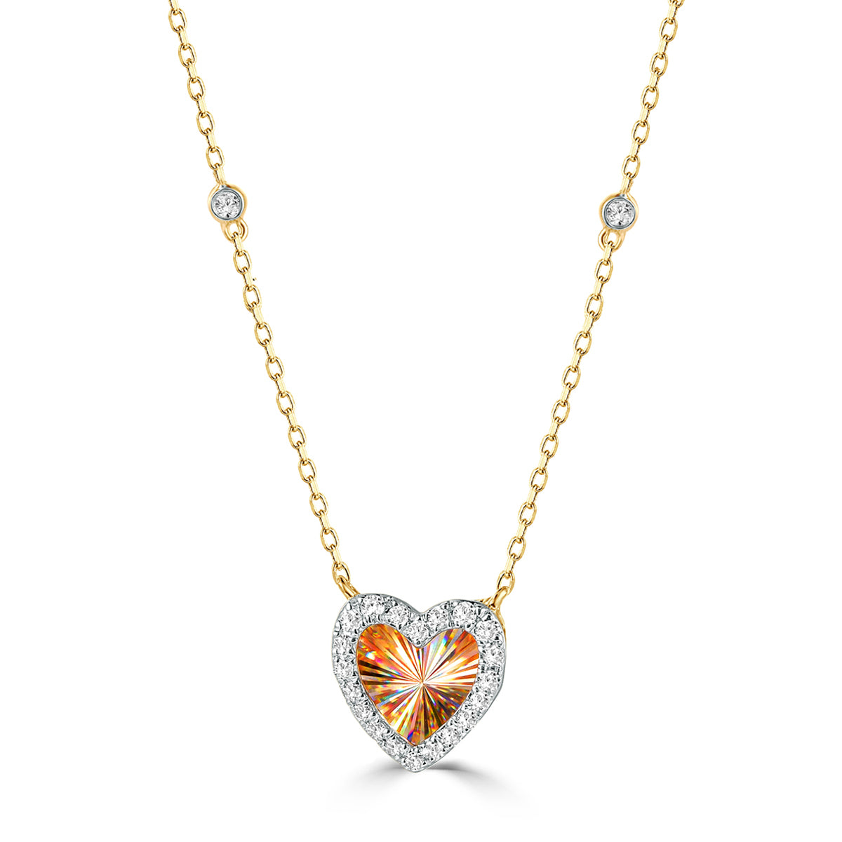 Ghina 18K Gold Heart Pendant Necklace with Diamonds