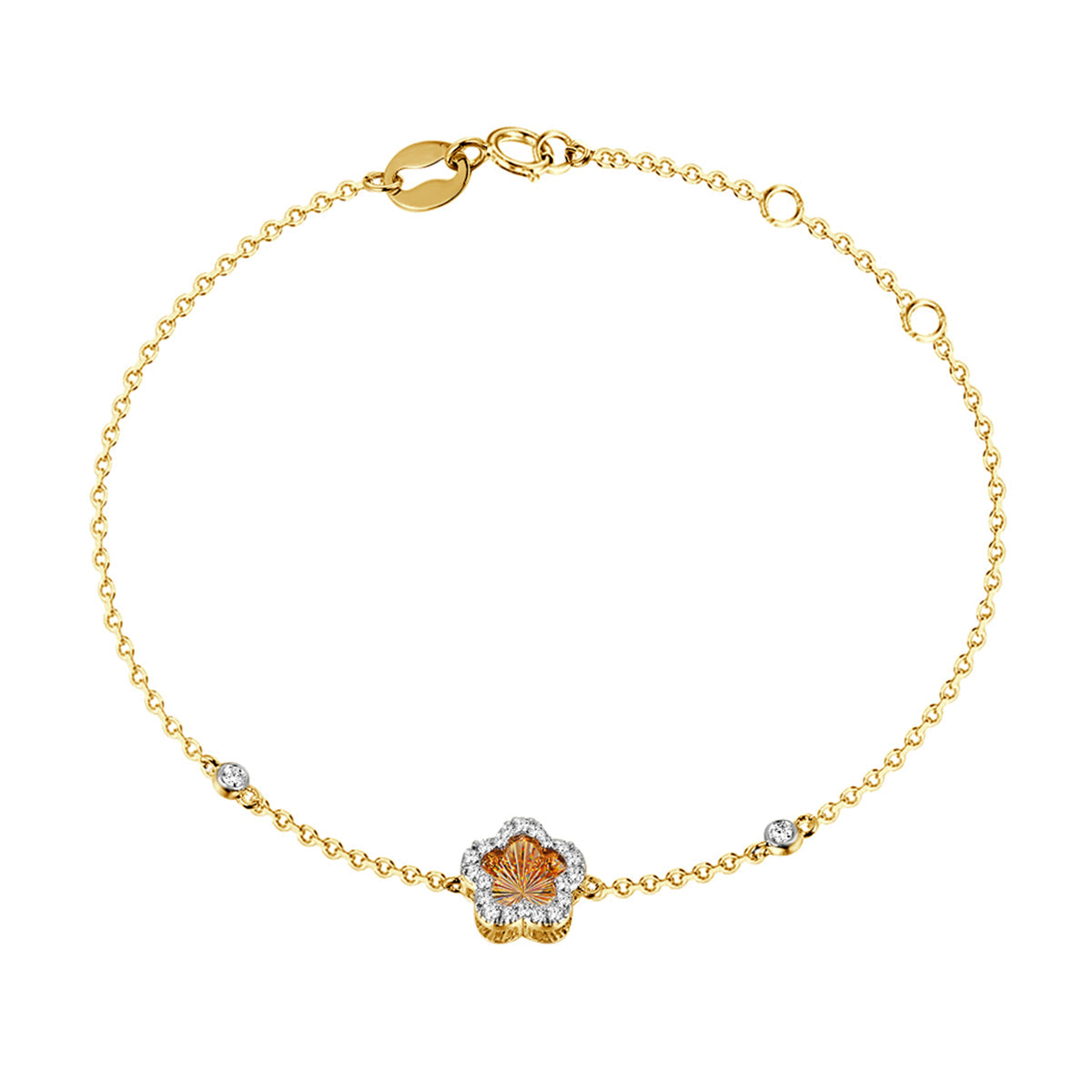 Ghina 18K Gold Flower Bracelet with Diamonds