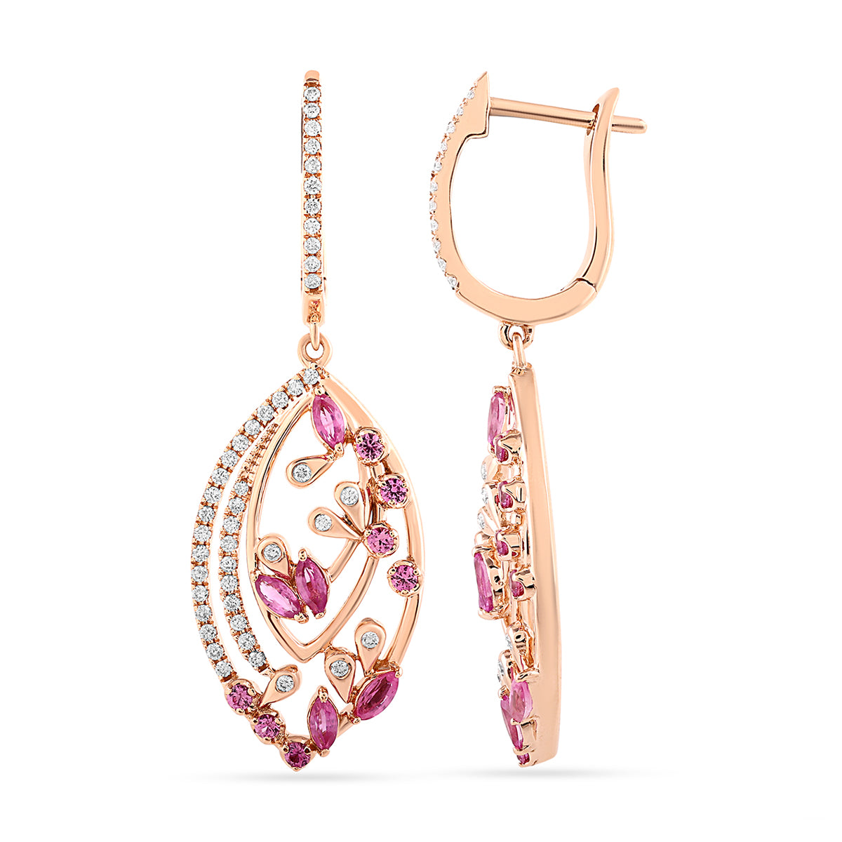 Qataf 18k Marquis Shaped Earring with Pink Sapphire