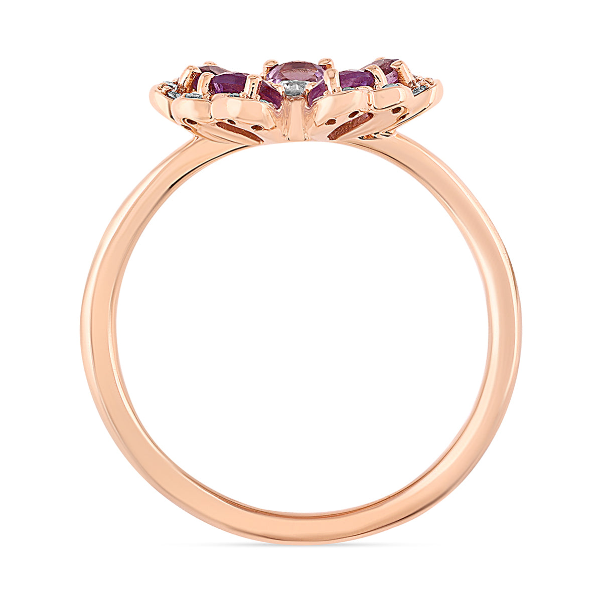 Qataf Floral Design 18k Ring set with Amethyst & Diamonds