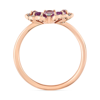 Qataf Floral Design 18k Ring set with Amethyst & Diamonds