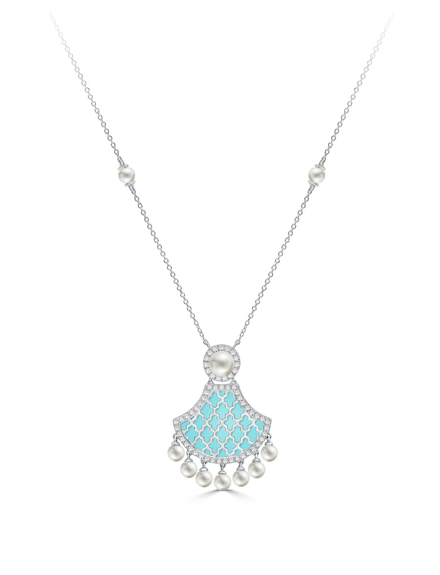 Arch 18K Gold Necklace with Diamond & Turquoise