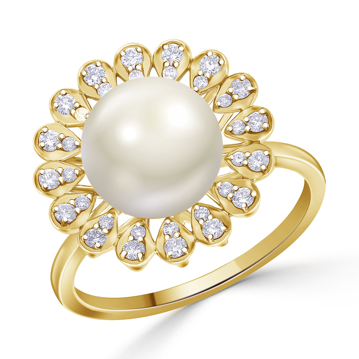 Yumi Freshwater Pearl Ring set with Diamonds