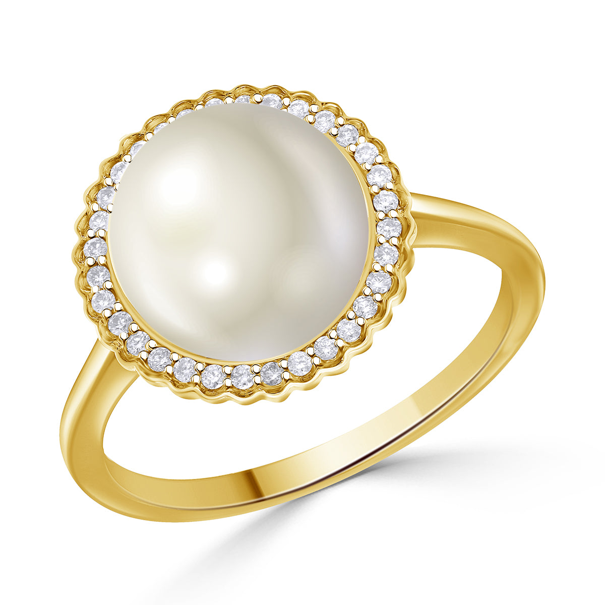 Yumi Freshwater Pearl Ring set with Diamonds