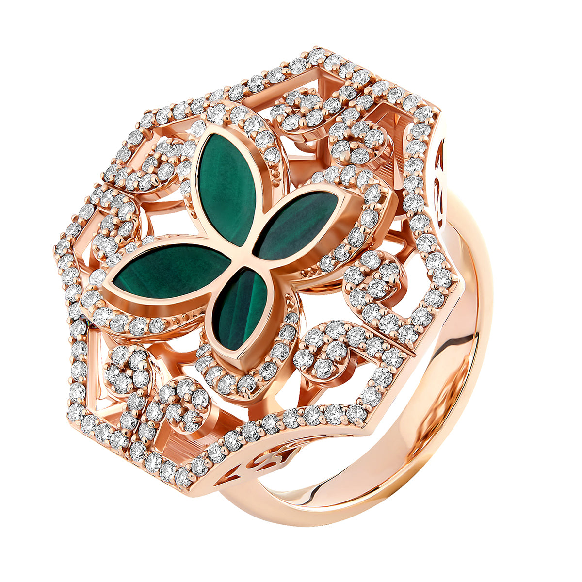 Zahara 18k Gold Ring set with Malachite