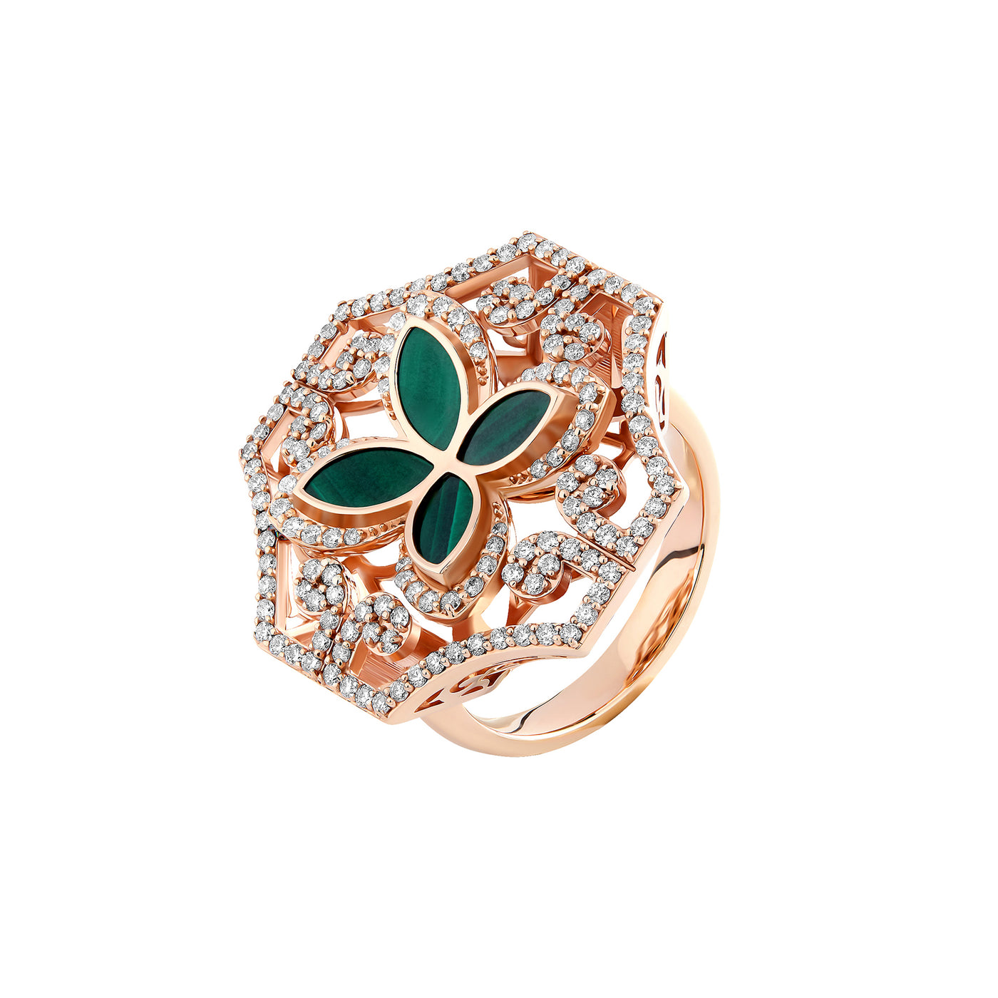 Zahara 18k Gold Ring set with Malachite