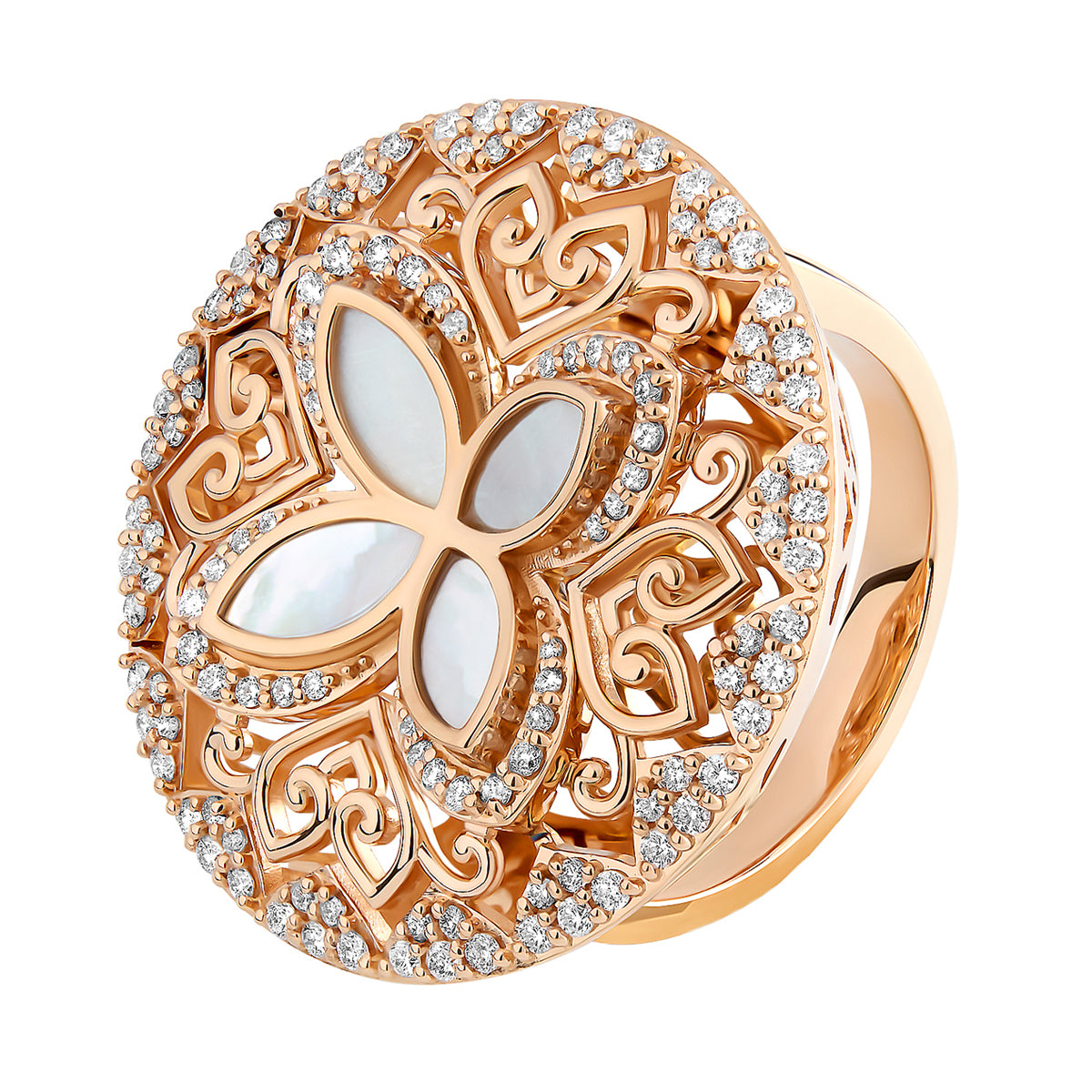 Zahara 18k Gold Ring set with Diamond & Mother Of Pearl