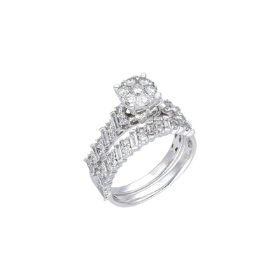 Al Aroosa 18K Twin Ring with Round and Baguette Diamonds