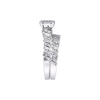 Al Aroosa 18K Twin Ring with Round and Baguette Diamonds