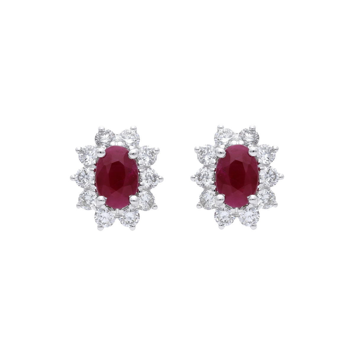 18K Diana Setting Stud Earring with Ruby and Diamonds – Johara Jewellery