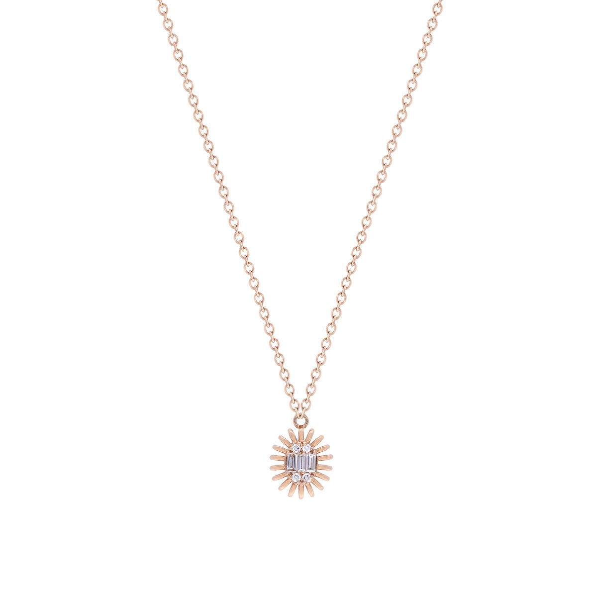 18k Rose Gold Diamond Pendant And Chain