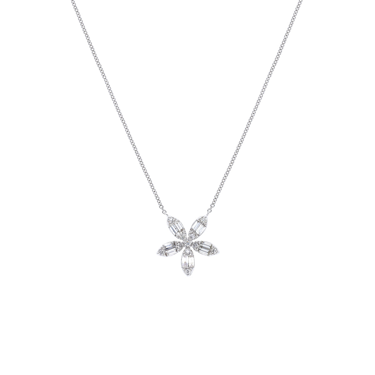 La Baguette Petal shaped 18k Diamond Pendant Chain