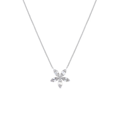 La Baguette Petal shaped 18k Diamond Pendant Chain