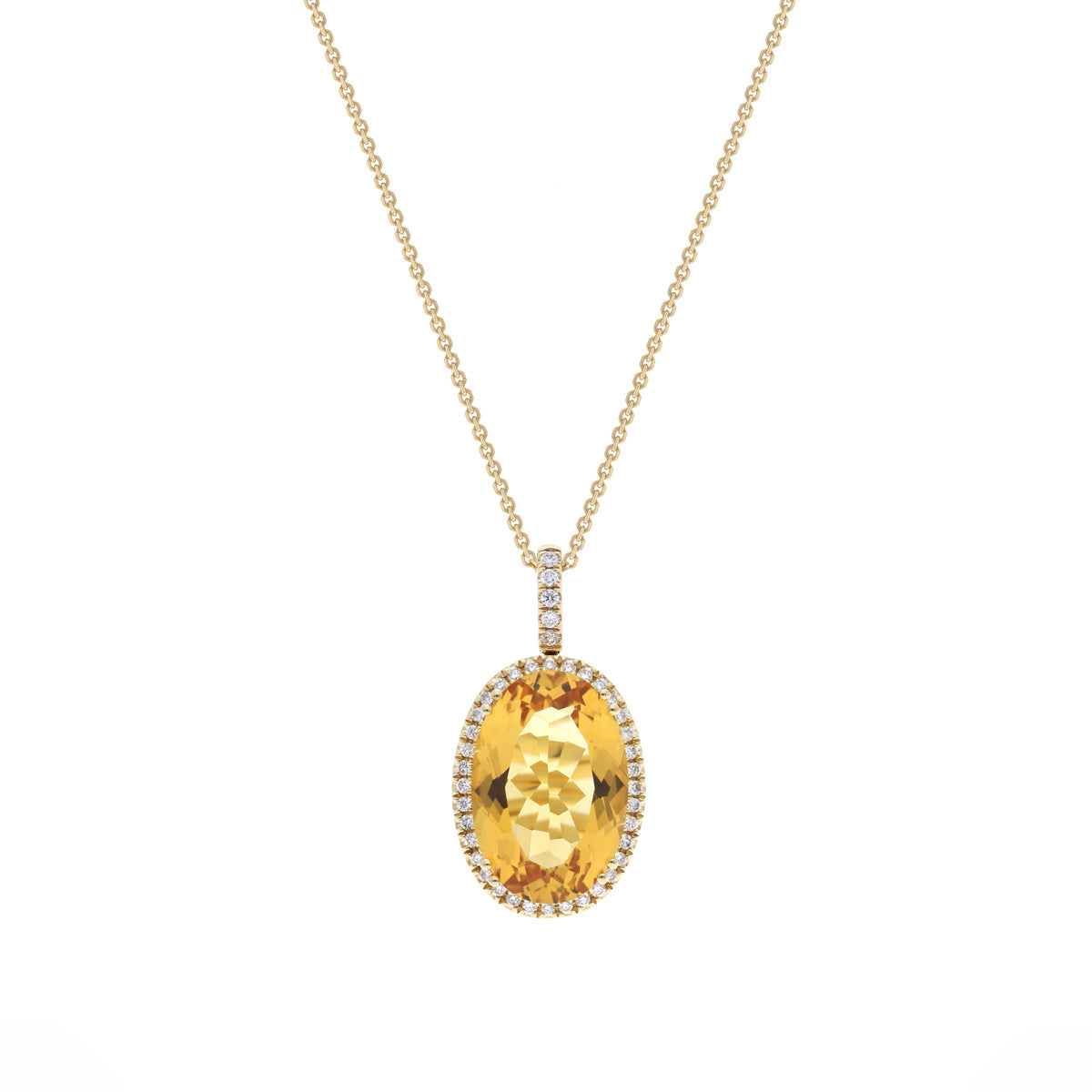 18k Pendant And Chain With Citrine