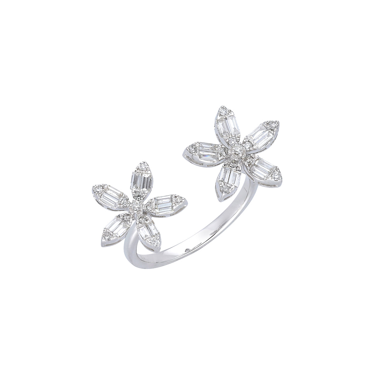 La Baguette Twin Petal 18K Diamond Ring