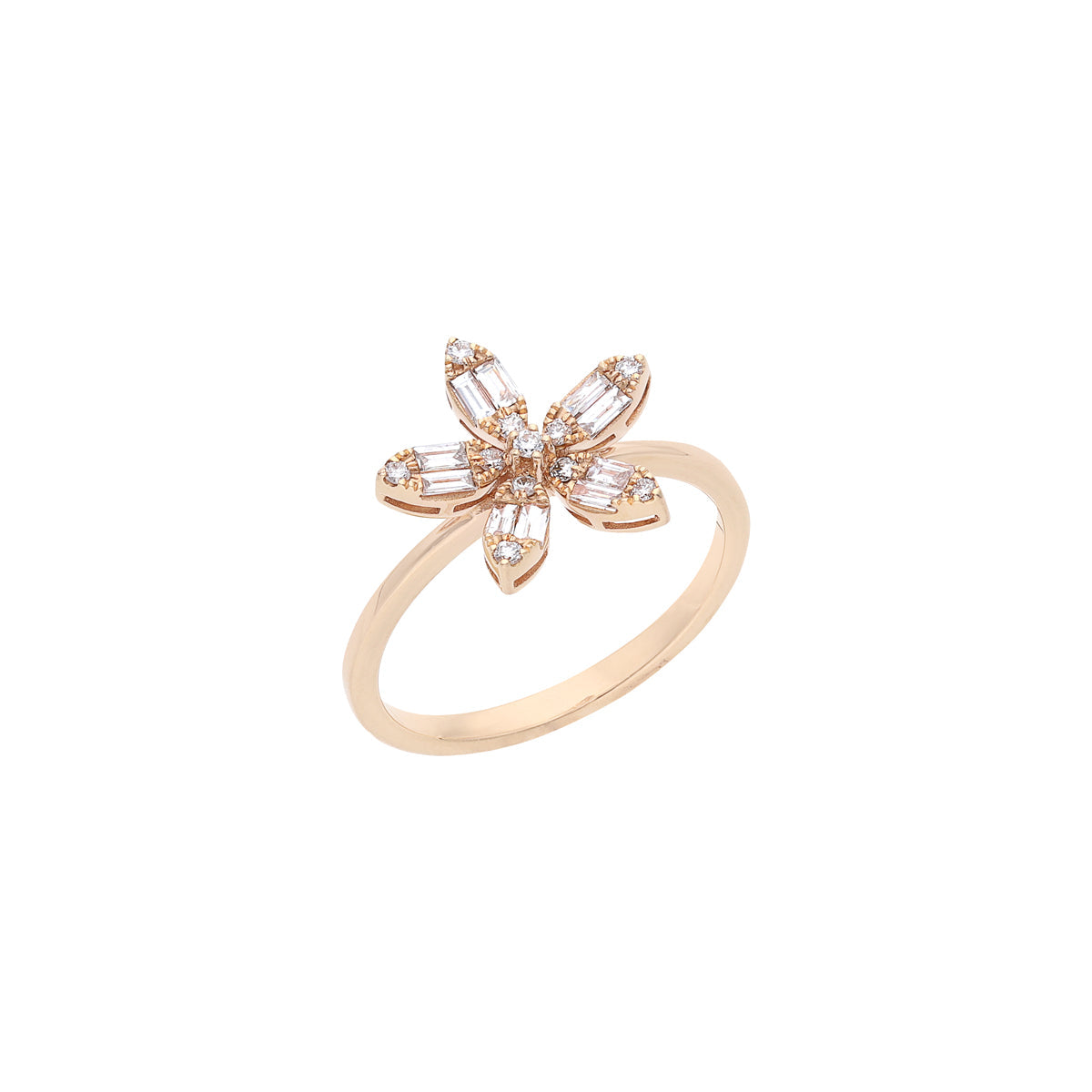 La Baguette Petal shaped 18K Rose Gold Diamond Ring