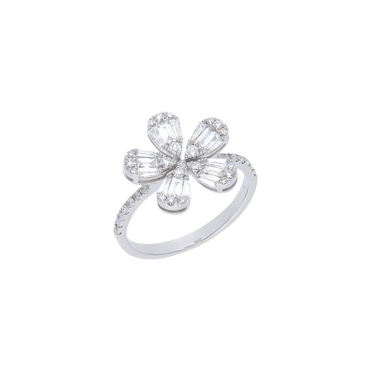 La Baguette Petal shaped 18K White Gold Diamond Ring