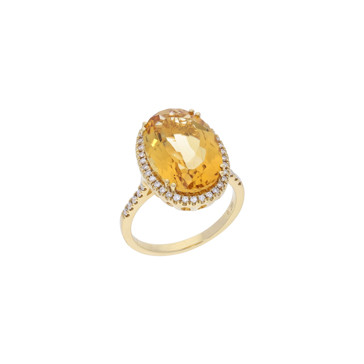 18k Ring With Diamond And Citrine