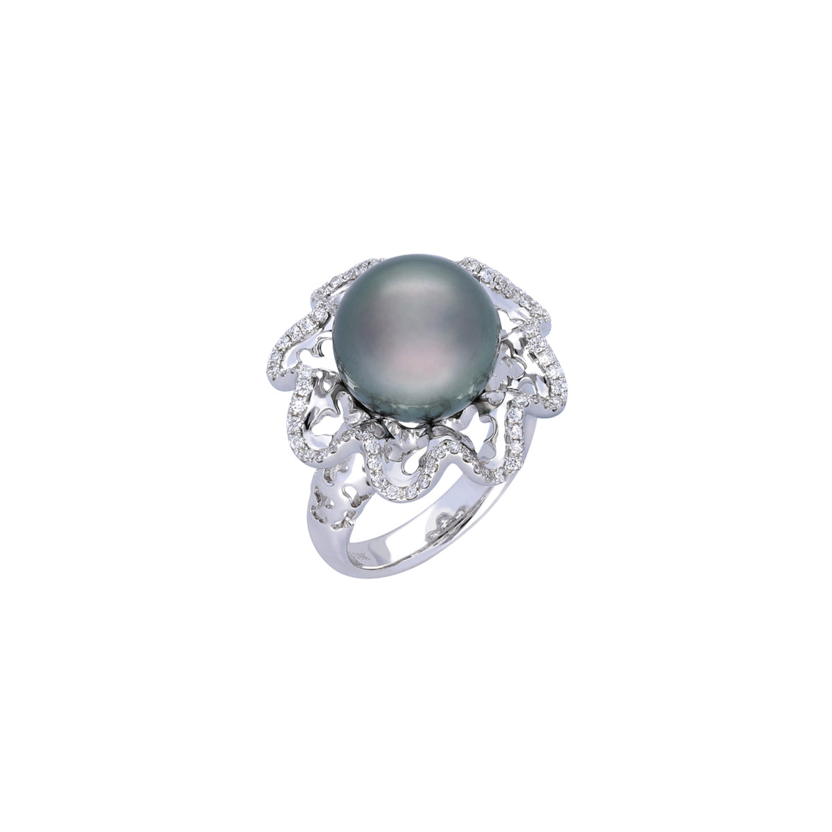 18k Ring With 9mm South Sea Black Pearl